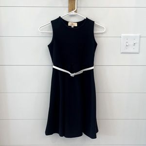 Girl size 9/10Y black dress with white belt